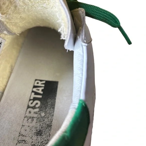 GooseShoesGolden Goose White Leather Green Glitter Superstar Sneakers Si… - Picture 7 of 12